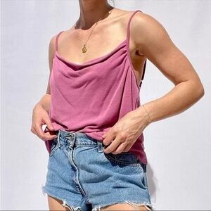 Anthropologie Purple Square Open Back Tank Top